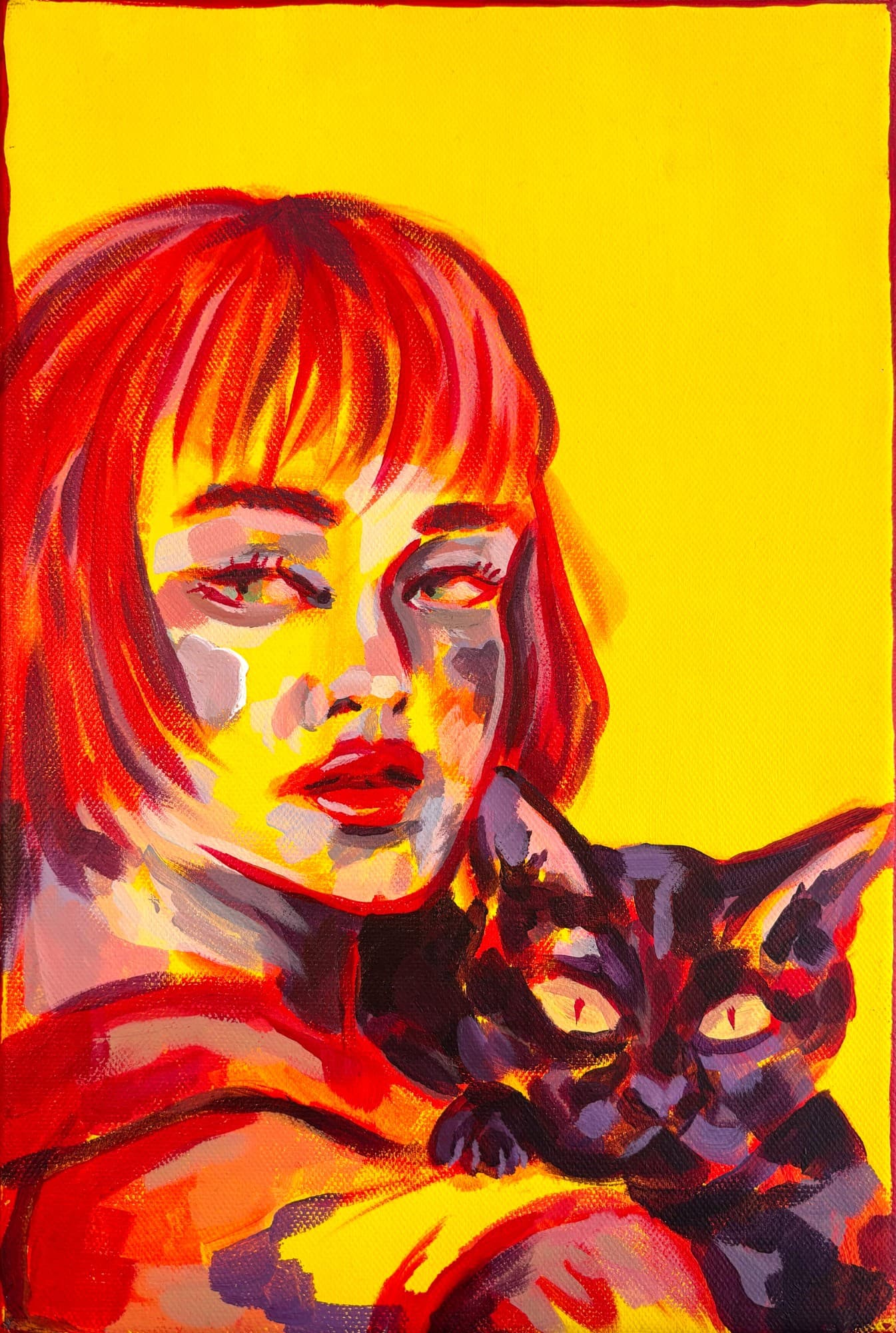 woman and cat